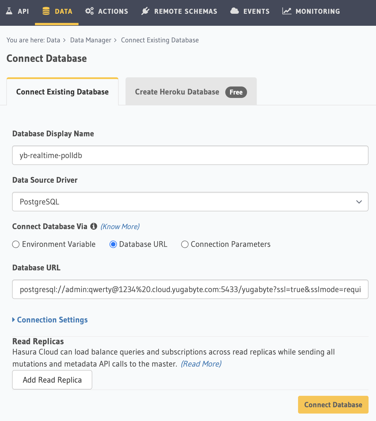 Connect Hasura database Connect Hasura database