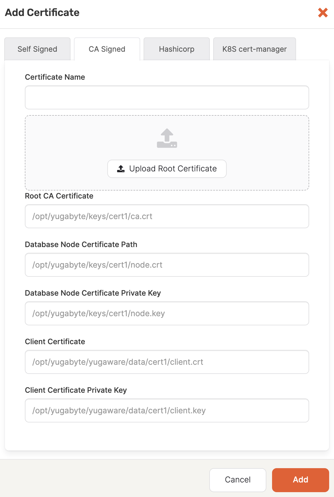Add CA certificate Add CA certificate
